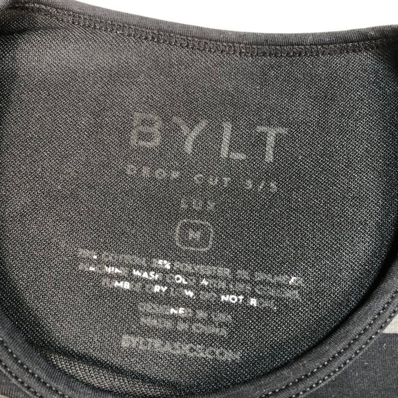 BYLT T-Shirt Mens M Black Stripe Drop Cut LUX Stretch Crew Neck Tee Short Sleeve - Picture 3 of 12